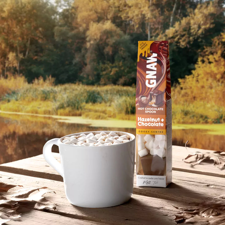 GNAW Hazelnut & Chocolate Soft Centre Hot Chocolate Spoon Lifestyle