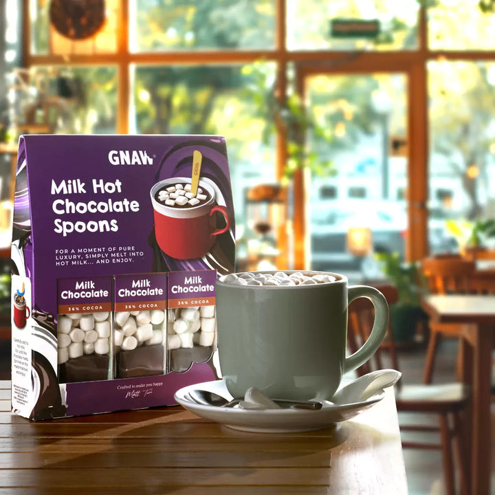 GNAW Luxury Milk Hot Chocolate Spoon Gift Set Lifestyle Image