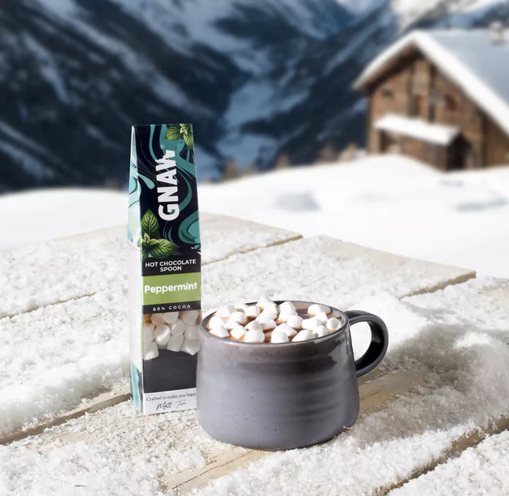 GNAW Dark Chocolate Mint Hot Chocolate Stirrer Spoon Lifestyle Image